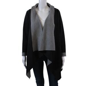 D. Exterior Womens Long Sleeve Open Front Knit Cardigan Sweater Gray Wool Small